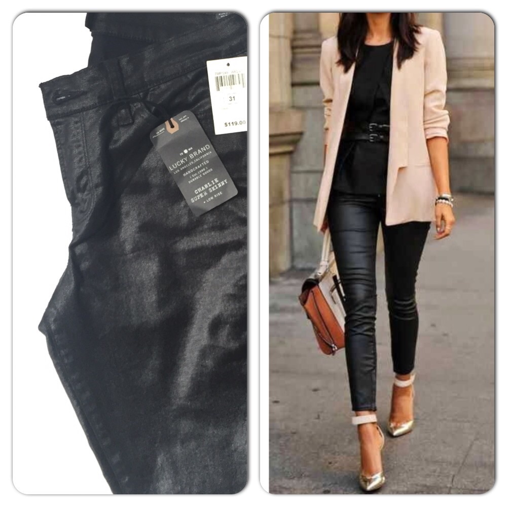 Waxed black denim jeans